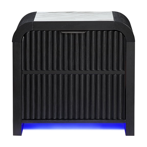 Beverly Nightstand with Cooler & Speaker, 2-Tier Storage, Black and White Finish, Modern Bedside Table