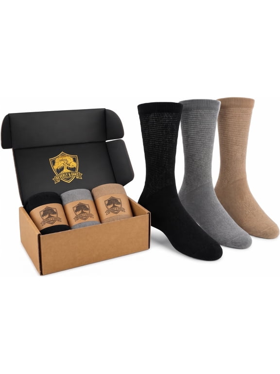Beverly & Oaks Men's Non-Binding Bamboo Viscose Crew Socks, 10-13, 3-Pack