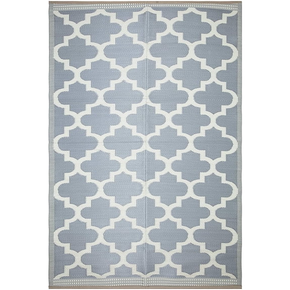 Beverly Rug 6' x 9' Gray and White Trellis Outdoor Rug