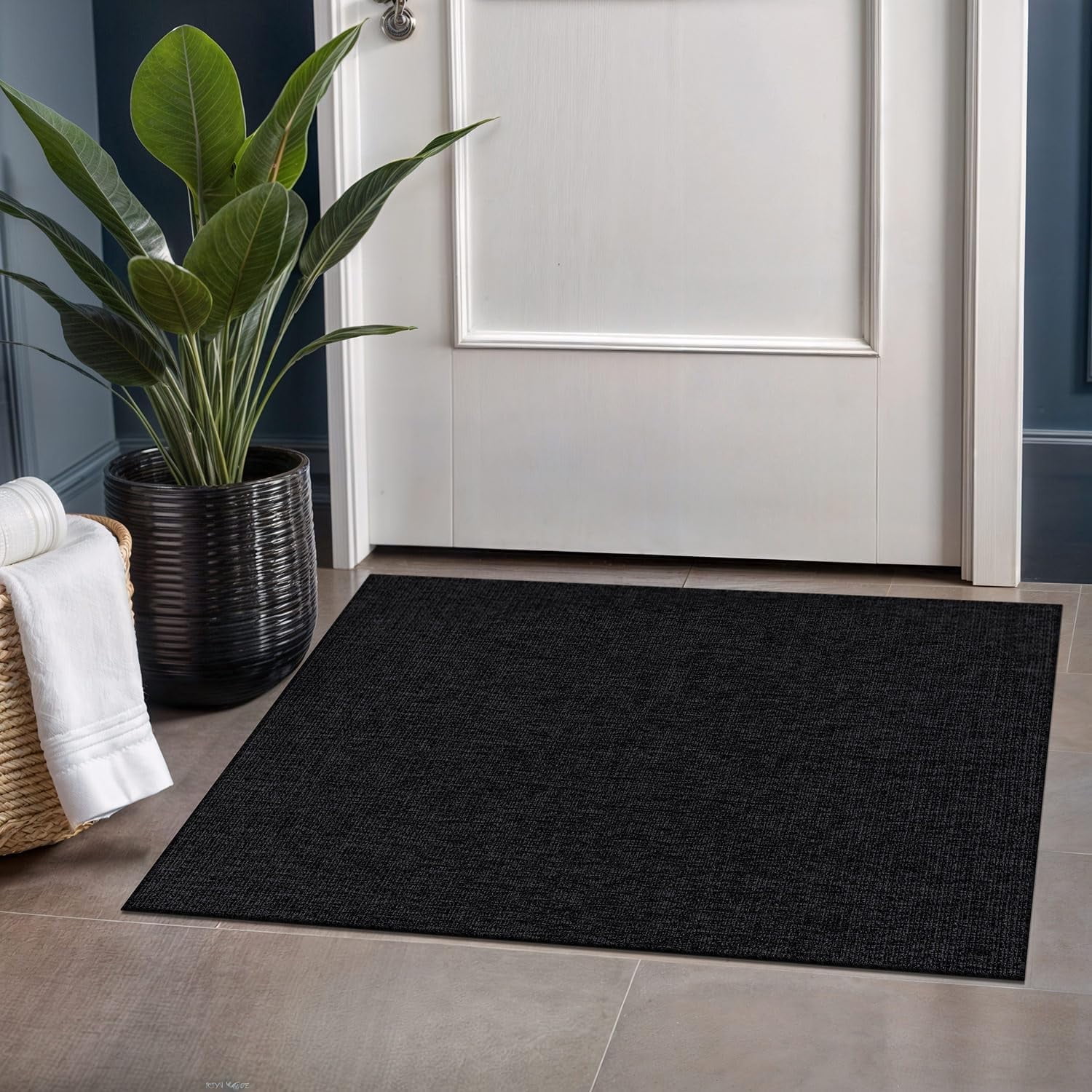 Beverly Rug Easy Jute Outdoor Indoor Non Shedding Easy-Cleaning Rug Dark Gray 2x3