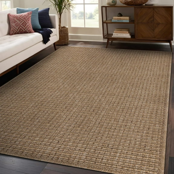 Beverly Rug Easy Jute Outdoor Indoor Non Shedding Easy-Cleaning Rug Natural 5x7