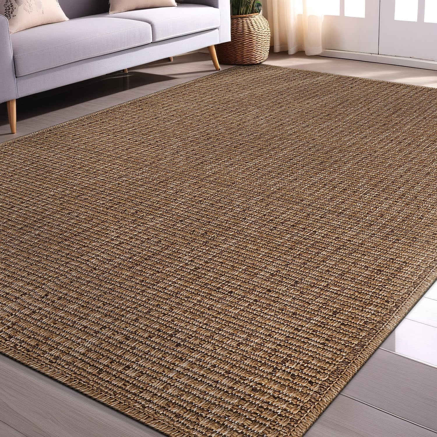 Natural Flat Woven Synthetic Rectangular Rug 8' x 10'