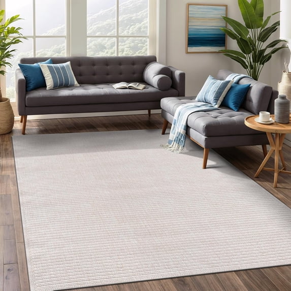 Beverly Rug Easy Jute Outdoor Indoor Non Shedding Easy-Cleaning Rug Off-White 6x9