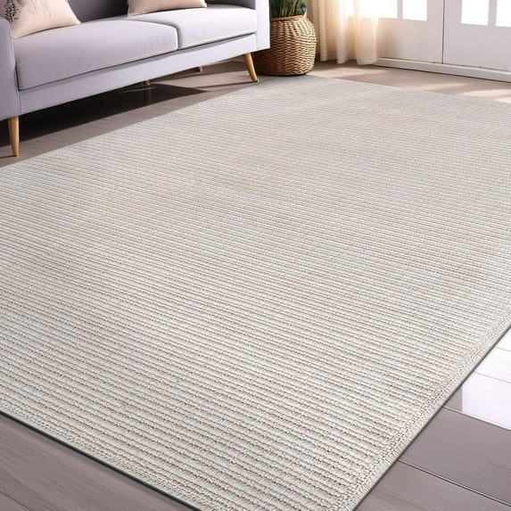 Beverly Rug Easy Jute Outdoor Indoor Non Shedding Easy-Cleaning Rug Off-White 8x10