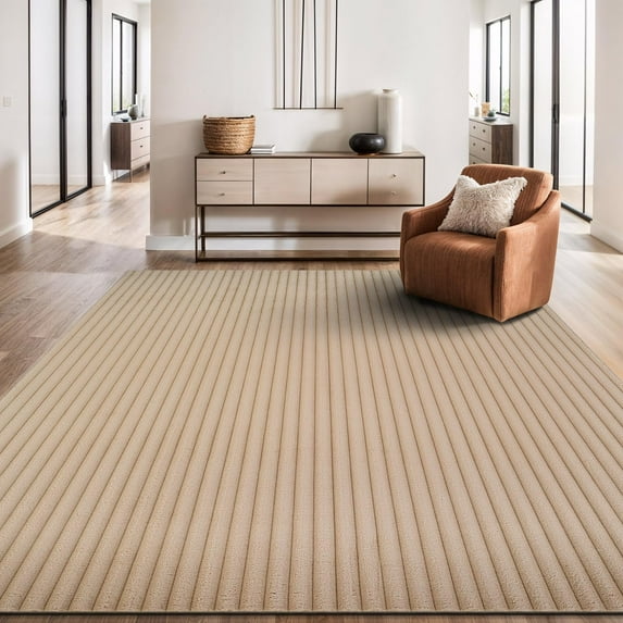 Beverly Rug Fluffy Modern Ultra Soft Plush Non Slip Easy Shag Indoor Area Rug Beige 4x6