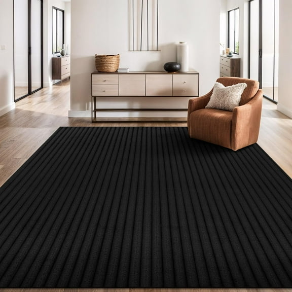 Beverly Rug Fluffy Modern Ultra Soft Plush Non Slip Easy Shag Indoor Area Rug Black 4x6
