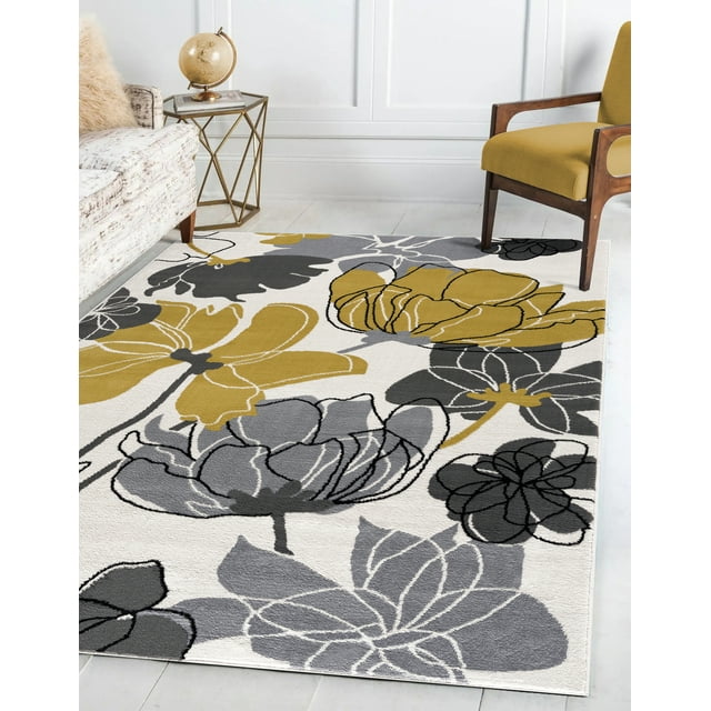 Beverly Rug Indoor Area Rug, Durable Stain Resistant, Cream Yellow, 5