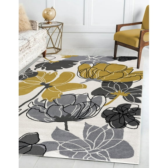 Beverly Rug Indoor Area Rug, Kitchen Area Rug Cream Yellow, 5' x 7'