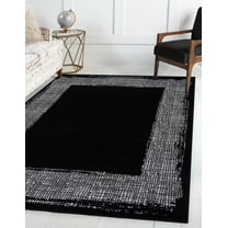 Beverly Rug Indoor Area Rug Modern, Easy Cleaning Carpet for Living Room, Black Off White, 8' x 10'