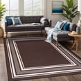 thumbnail image 1 of Beverly Rug Indoor Bordered Area Rugs, Non Slip Rubber Backing Modern Living Room Area Rug, Brown, 5'x7', 1 of 10