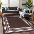 thumbnail image 1 of Beverly Rug Indoor Bordered Area Rugs, Non Slip Rubber Backing Modern Living Room Area Rug, Brown, 8'x10', 1 of 10