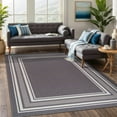 thumbnail image 1 of Beverly Rug Indoor Bordered Area Rugs, Non Slip Rubber Backing Modern Living Room Area Rug, Gray, 5'x7', 1 of 11