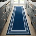 thumbnail image 1 of Beverly Rug Indoor Bordered Area Rugs, Non Slip Rubber Backing Modern Living Room Area Rug, Navy, 2x5, 1 of 9