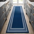 thumbnail image 1 of Beverly Rug Indoor Bordered Area Rugs, Non Slip Rubber Backing Modern Living Room Area Rug, Navy, 2x5, 1 of 9