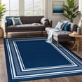 thumbnail image 1 of Beverly Rug Indoor Bordered Area Rugs, Non Slip Rubber Backing Modern Living Room Area Rug, Navy, 3x5, 1 of 11