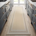thumbnail image 1 of Beverly Rug Indoor Bordered Area Rugs, Non Slip Rubber Backing Modern Living Room Runner Rug, Beige, 2'x7', 1 of 8