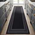 thumbnail image 1 of Beverly Rug Indoor Bordered Area Rugs, Non Slip Rubber Backing Modern Living Room Runner Rug, Black, 2x7, 1 of 11
