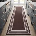thumbnail image 1 of Beverly Rug Indoor Bordered Area Rugs, Non Slip Rubber Backing Modern Living Room Runner Rug, Brown, 2x7, 1 of 9
