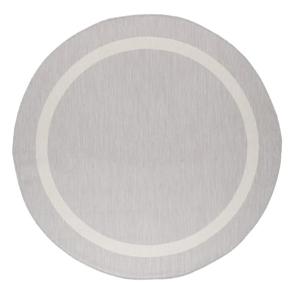 Beverly Rug Indoor/Outdoor Area Rugs, 6'x7" x Round, Circle Patio Porch Rug, Gray and White