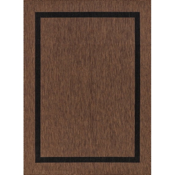 Beverly Rug Indoor/Outdoor Area Rugs Bordered Patio Porch Garden Carpet Gold Brown 5' x 7'