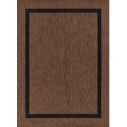 Beverly Rug Indoor/Outdoor Area Rugs Bordered Patio Porch Garden Carpet Gold Brown 6'x9'