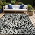 thumbnail image 1 of Beverly Rug Indoor/Outdoor Area Rugs,Modern Floral Patio Porch Garden Carpet, Dark Grey/Black, 9'x12', 1 of 9