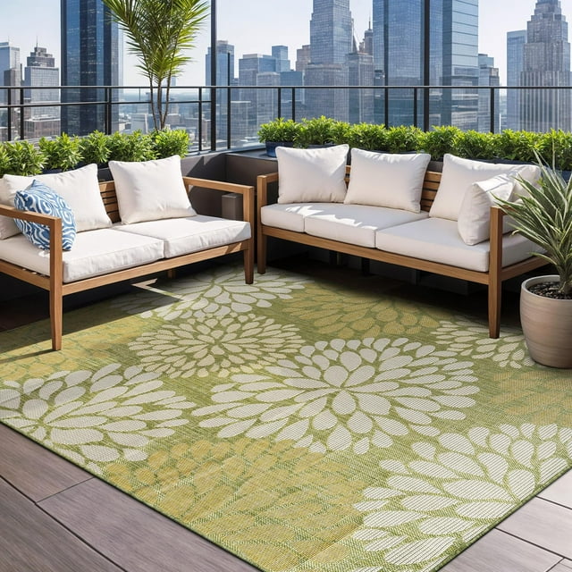 Beverly Rug Indoor/Outdoor Area Rugs,Modern Floral Patio Porch Garden ...