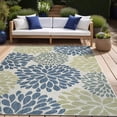 thumbnail image 1 of Beverly Rug Indoor/Outdoor Area Rugs,Modern Floral Patio Porch Garden Carpet, Olive/Blue, 8'x10', 1 of 9
