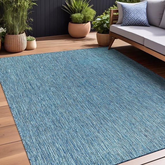 Beverly Rug Indoor/Outdoor Area Rugs, Waterproof Patio Porch Garden Carpet, Aqua Blue, 9'x12'