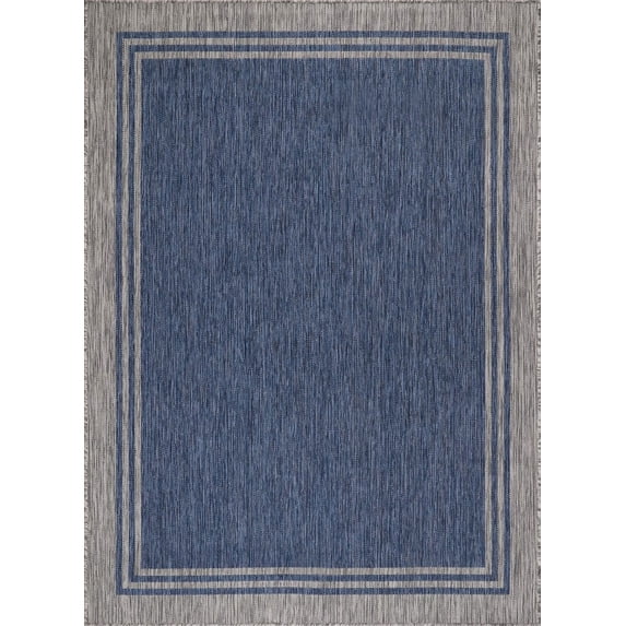 Beverly Rug Indoor/Outdoor Area Rugs, Waterproof Patio Porch Garden Carpet, Azure Blue, 5'x7'