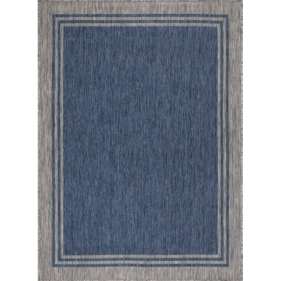 Beverly Rug Indoor/Outdoor Area Rugs, Waterproof Patio Porch Garden Carpet, Azure Blue, 8'x10'