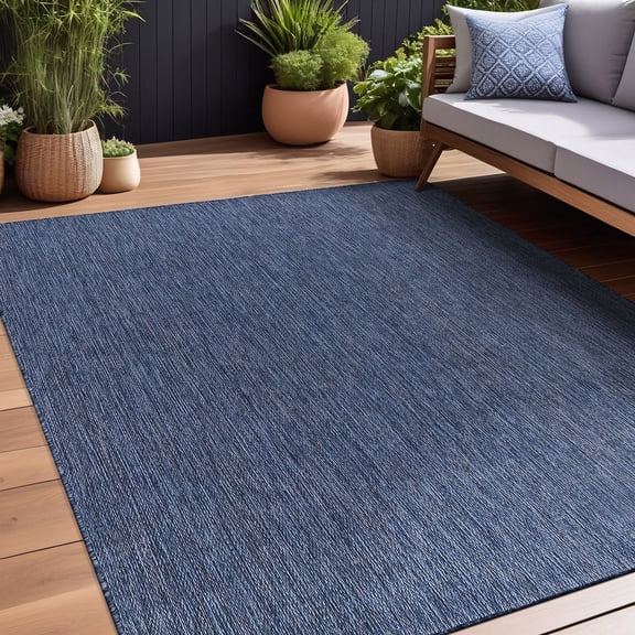 Beverly Rug Indoor/Outdoor Area Rugs, Waterproof Patio Porch Garden Carpet, Azure Blue, 8'x10'