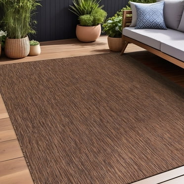 Beverly Rug Indoor/Outdoor Area Rugs, Waterproof Patio Porch Garden Carpet, Gold Brown, 5'x7'
