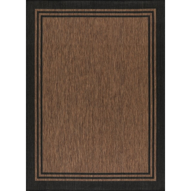 Beverly Rug Indoor/Outdoor Area Rugs, Waterproof Patio Porch Garden Carpet, Gold Brown, 5'x7'