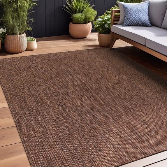 Beverly Rug Indoor/Outdoor Area Rugs, Waterproof Patio Porch Garden Carpet, Gold Brown, 6'x9'