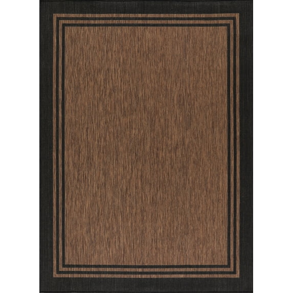 Beverly Rug Indoor/Outdoor Area Rugs, Waterproof Patio Porch Garden Carpet, Gold Brown, 6'x9'