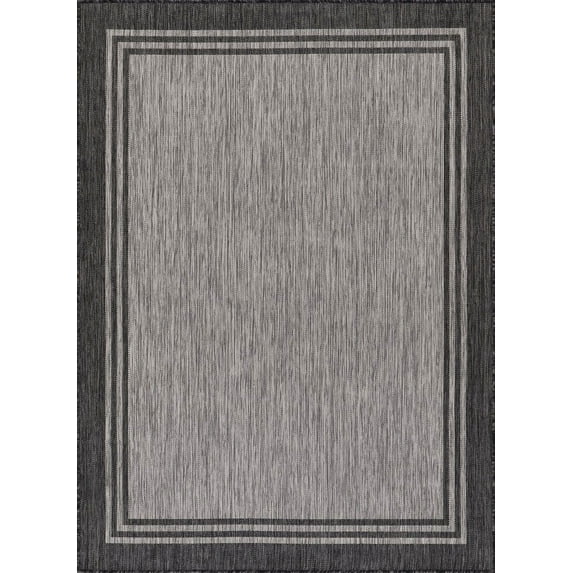 Beverly Rug Indoor/Outdoor Area Rugs, Waterproof Patio Porch Garden Carpet, Silver Gray, 6'x9'