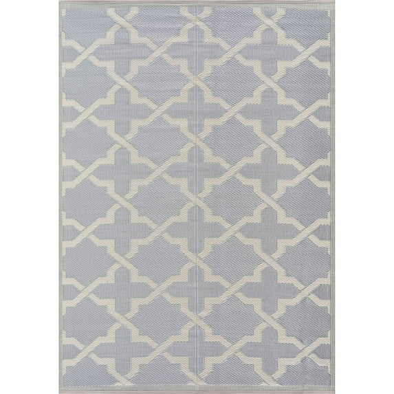 Beverly Rug Indoor Outdoor Reversible Plastic Area Rug - 4x6 - Grey / White