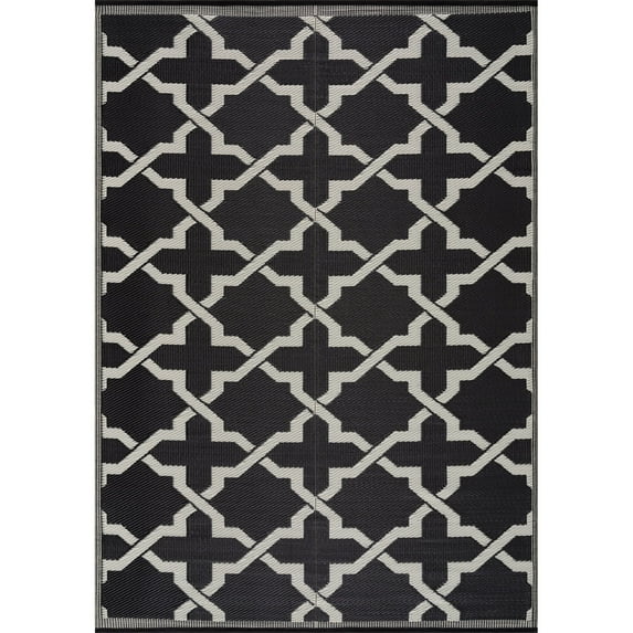 Beverly Rug Indoor Outdoor Reversible Plastic Area Rug - 5x7 - Black / White