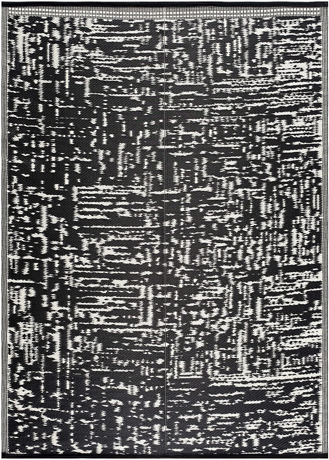Beverly Rug Indoor Outdoor Reversible Plastic Area Rug - 6x9 - Black
