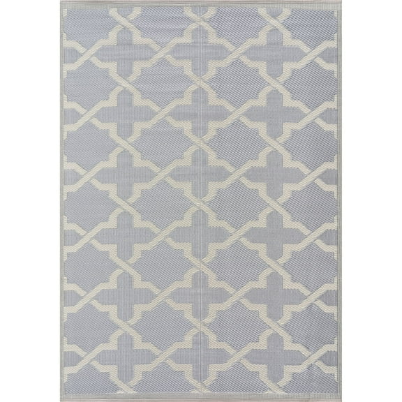 Beverly Rug Indoor Outdoor Reversible Plastic Area Rug - 6x9 - Grey / White
