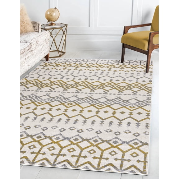 Beverly Rug Indoor Rug, Area Rugs for Living Room Cream / Yellow, 5x7 (5'3"X7')