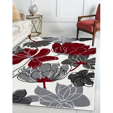 Beverly Rug Indoor Rugs for Living Room Burgundy Red Off White 2' x 3'