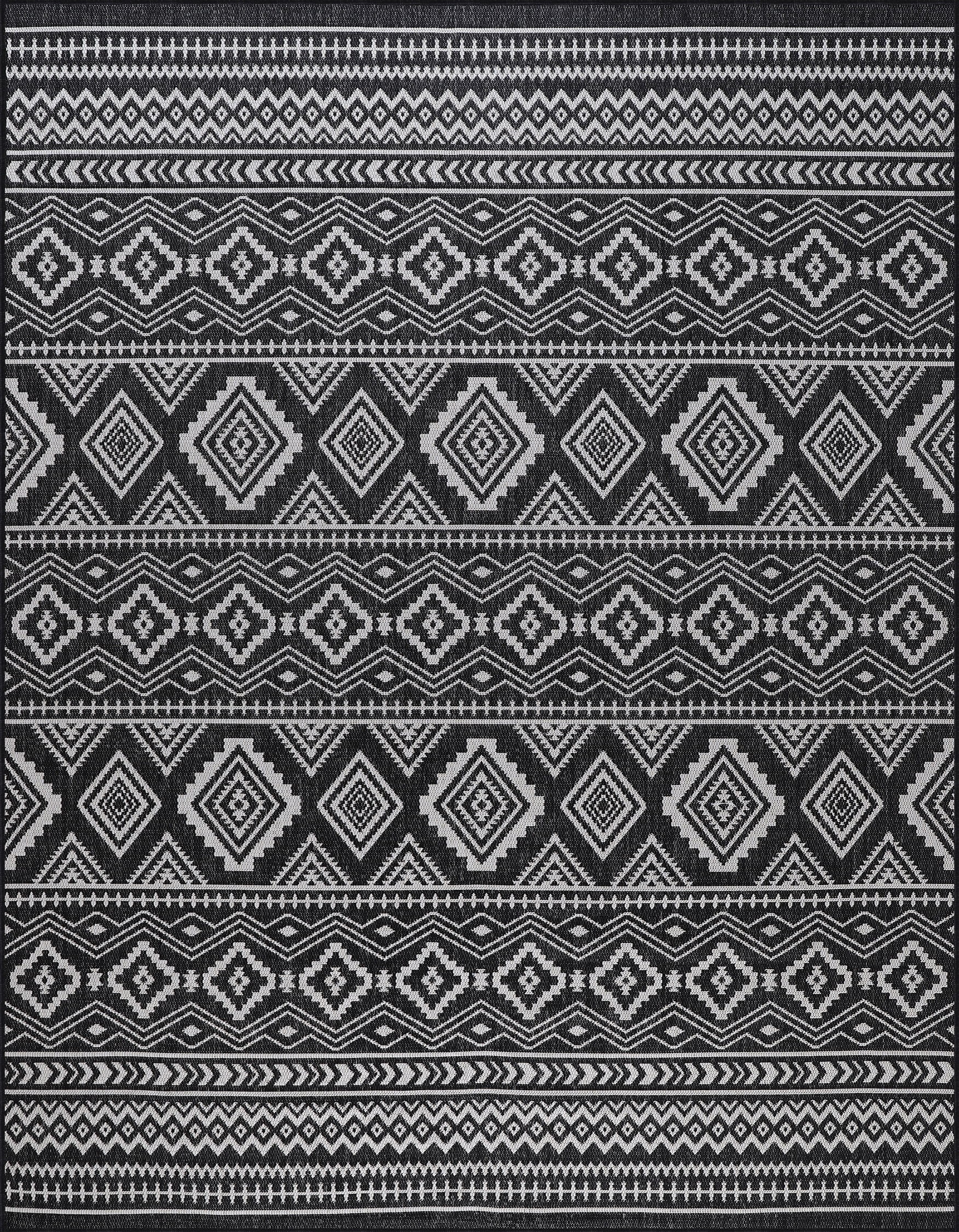 Beverly Rug Large Outdoor Rugs 8' x 10' Patio, Porch, Garden Black and
