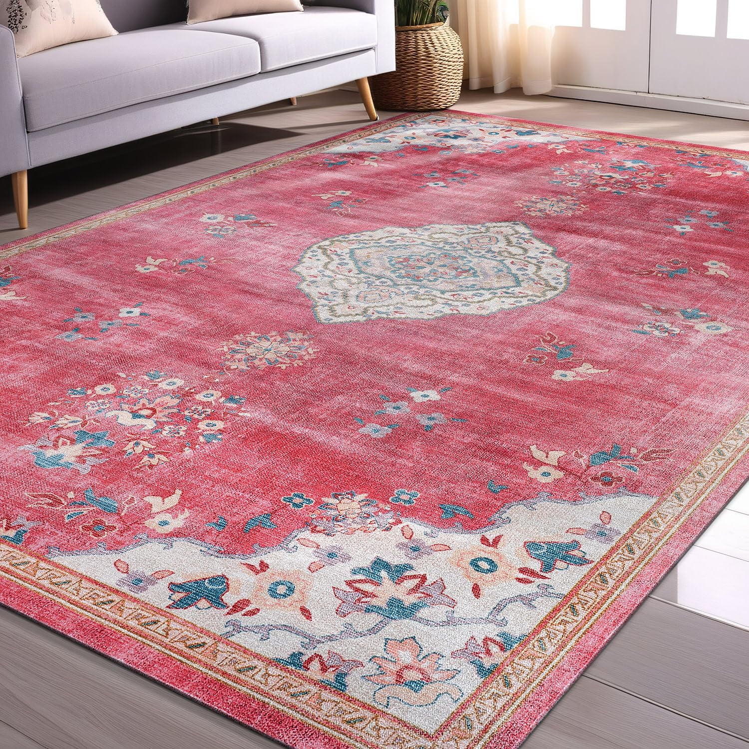 Beverly Rug Machine Washable Easy Cleaning Indoor NonSlip Rugs Fuchsia