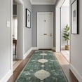thumbnail image 1 of Beverly Rug Machine Washable Easy Cleaning Indoor Non-Slip Rugs Green / Cream 2'2"x7', 1 of 9
