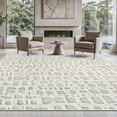 thumbnail image 1 of Beverly Rug Modern Micro Loop Geometric Grid Non Shedding Area Rug White 6x9, 1 of 9