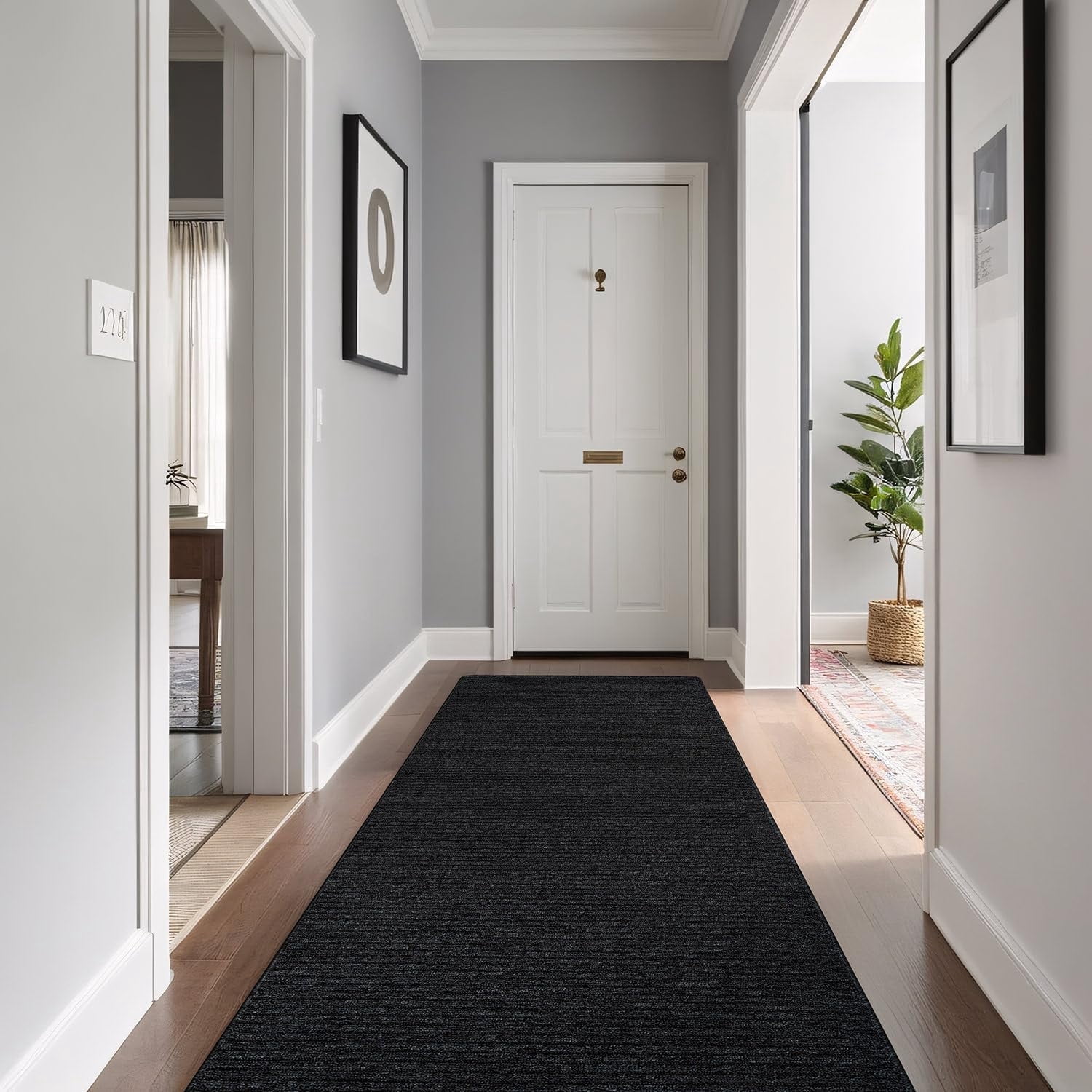 Beverly Rug Non-Slip Machine Washable 2 x 7 Dark Gray Indoor Area Rugs ...
