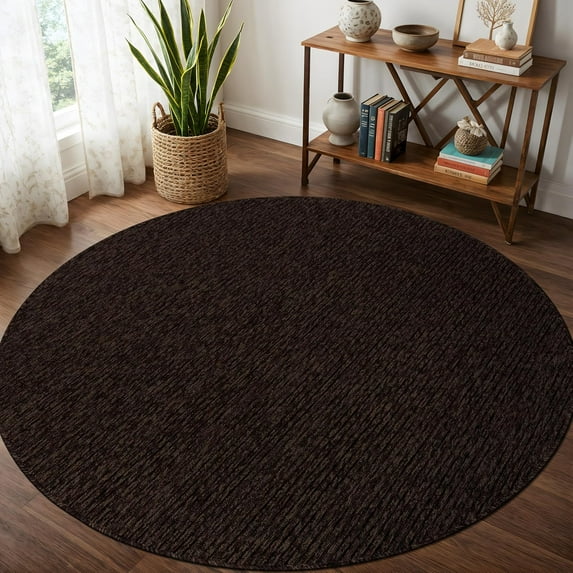 Beverly Rug Non-Slip Machine Washable 4 Round Brown Indoor Area Rugs