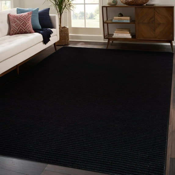 Beverly Rug Non-Slip Machine Washable 5 x 7 Black Indoor Area Rugs
